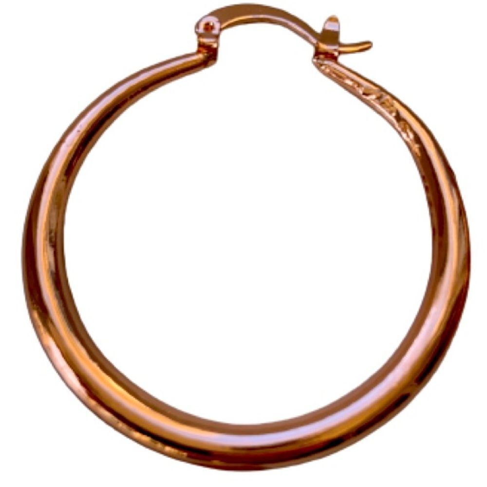 Medium Rose Gold Tone Hoop Earrings - 1.3”
